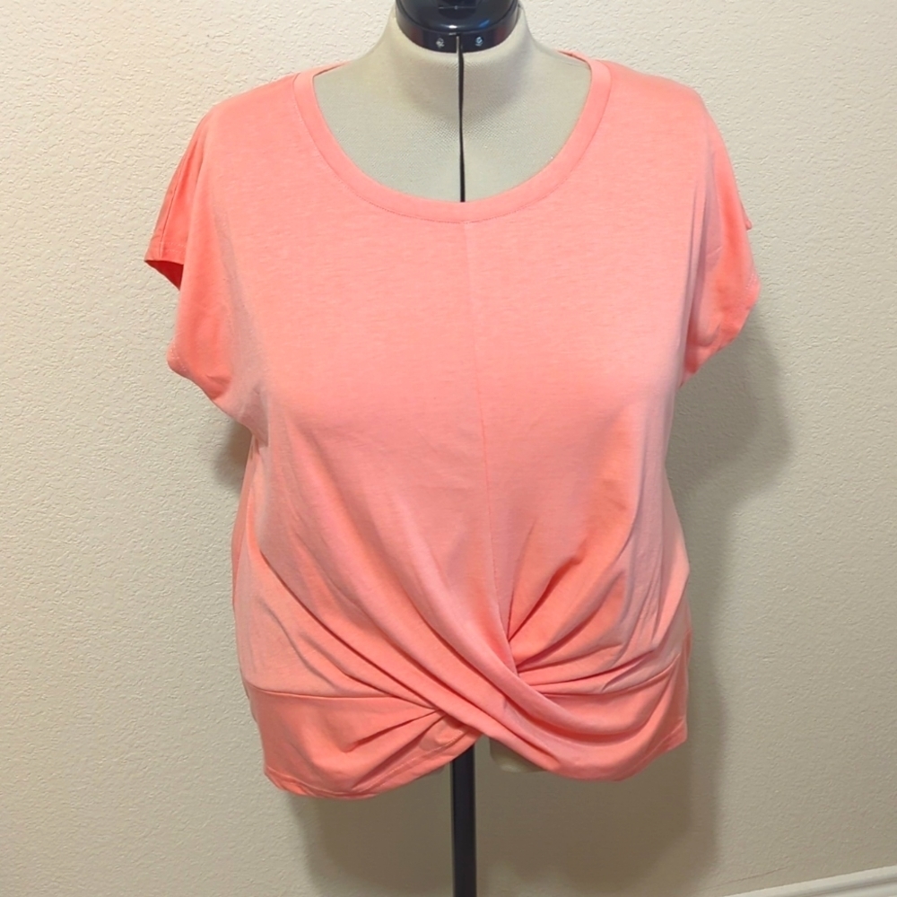 Women's coral tie front blouse 2XL